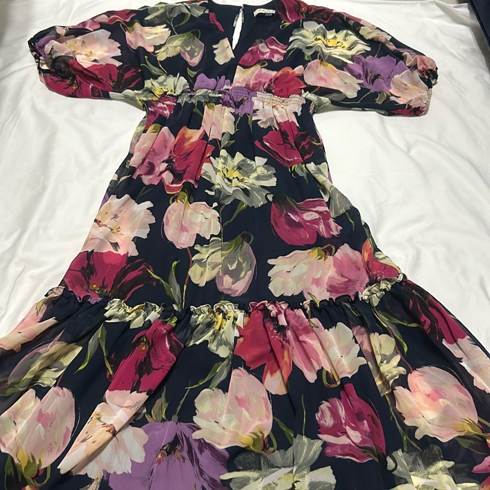 Taylor Tiered Floral Chiffon Maxi Dress multicolored size 8 NWT